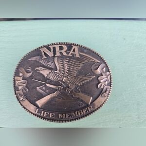 NRA Life Member Brass Belt Buckle